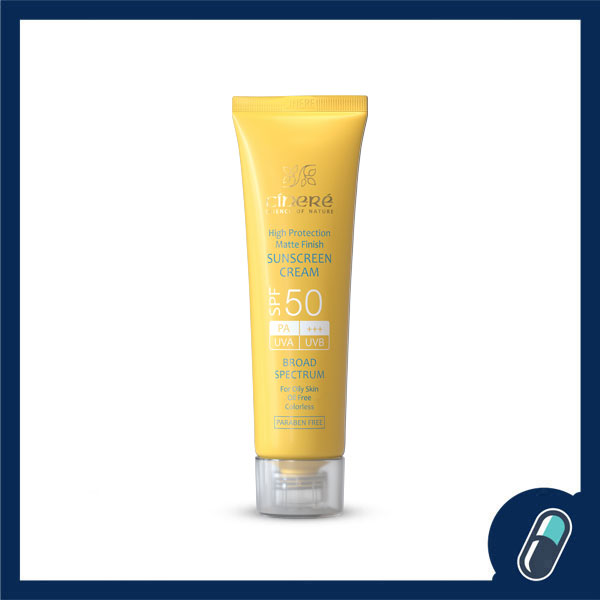 کرم ضد آفتاب SPF 50 بدون رنگ سینره مناسب پوست چرب